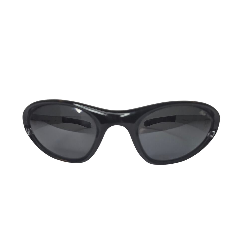 Vintage Bollé Swisher 10236 Polarized Sunglasses Black Silver Wrap Sport Y2K
